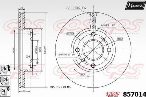 Maxtech 857014.6880 - Гальмівний диск autocars.com.ua