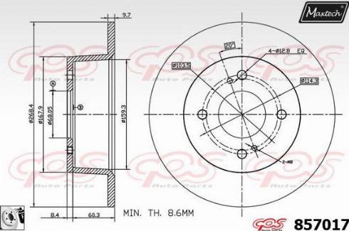 Maxtech 857017.0080 - Тормозной диск autodnr.net