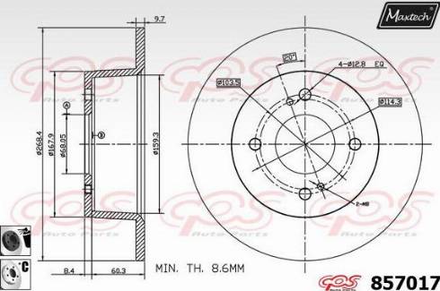 Maxtech 857017.6060 - Тормозной диск autodnr.net