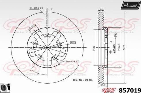 Maxtech 857019.0060 - Тормозной диск autodnr.net