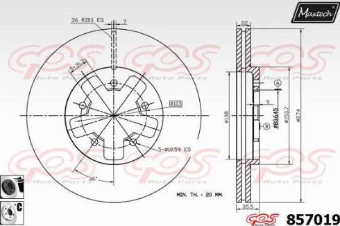 Maxtech 857019.6060 - Тормозной диск autodnr.net