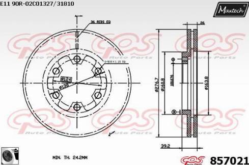 Maxtech 857021.0060 - Гальмівний диск autocars.com.ua