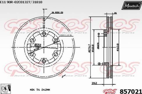 Maxtech 857021.0080 - Гальмівний диск autocars.com.ua