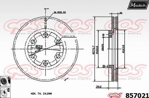 Maxtech 857021.6060 - Гальмівний диск autocars.com.ua