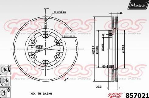 Maxtech 857021.6880 - Гальмівний диск autocars.com.ua