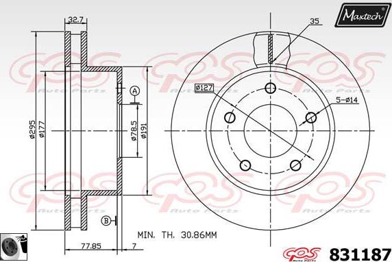 Maxtech 857022 - Гальмівний диск autocars.com.ua