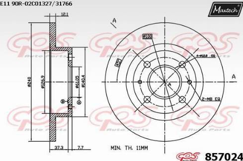 Maxtech 857024.0000 - Гальмівний диск autocars.com.ua