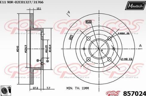 Maxtech 857024.0060 - Гальмівний диск autocars.com.ua