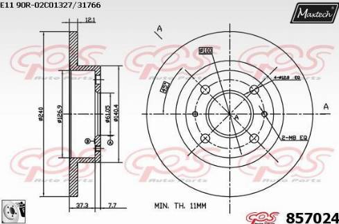 Maxtech 857024.0080 - Гальмівний диск autocars.com.ua