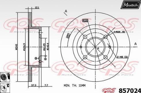 Maxtech 857024.6060 - Гальмівний диск autocars.com.ua