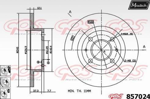 Maxtech 857024.6880 - Гальмівний диск autocars.com.ua