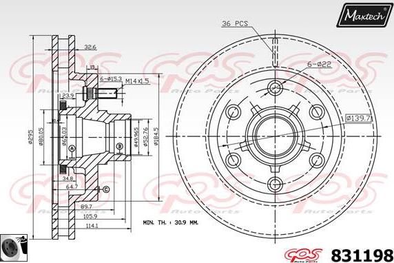 Maxtech 857024 - Гальмівний диск autocars.com.ua