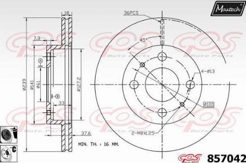 Maxtech 857042.6060 - Гальмівний диск autocars.com.ua