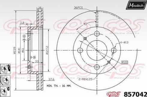 Maxtech 857042.6880 - Гальмівний диск autocars.com.ua