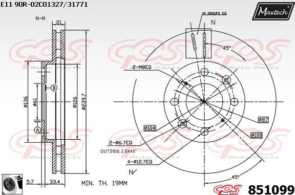 Maxtech 857070 - Гальмівний диск autocars.com.ua