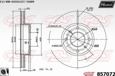 Maxtech 857072.0060 - Гальмівний диск autocars.com.ua