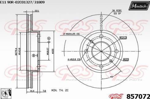 Maxtech 857072.0080 - Гальмівний диск autocars.com.ua