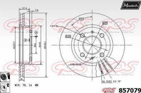 Maxtech 857079.6060 - Гальмівний диск autocars.com.ua