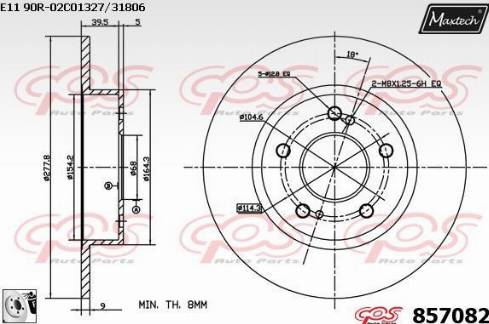 Maxtech 857082.0080 - Гальмівний диск autocars.com.ua