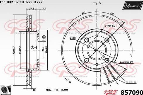 Maxtech 857090.0060 - Гальмівний диск autocars.com.ua