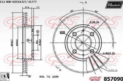 Maxtech 857090.0080 - Гальмівний диск autocars.com.ua