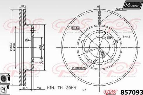 Maxtech 857093.6060 - Гальмівний диск autocars.com.ua