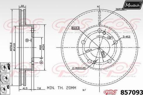 Maxtech 857093.6880 - Гальмівний диск autocars.com.ua