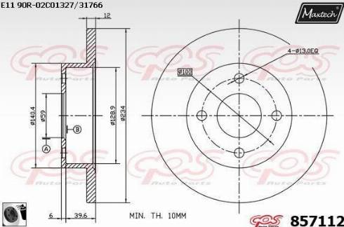 Maxtech 857112.0060 - Гальмівний диск autocars.com.ua