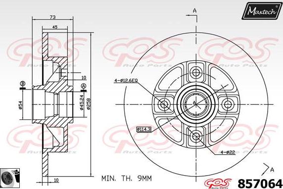 Maxtech 857112 - Гальмівний диск autocars.com.ua