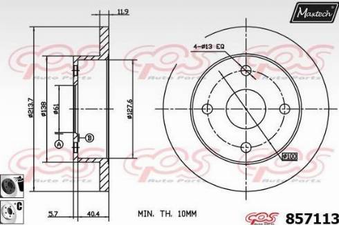 Maxtech 857113.6060 - Гальмівний диск autocars.com.ua