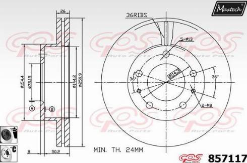 Maxtech 857117.6060 - Гальмівний диск autocars.com.ua