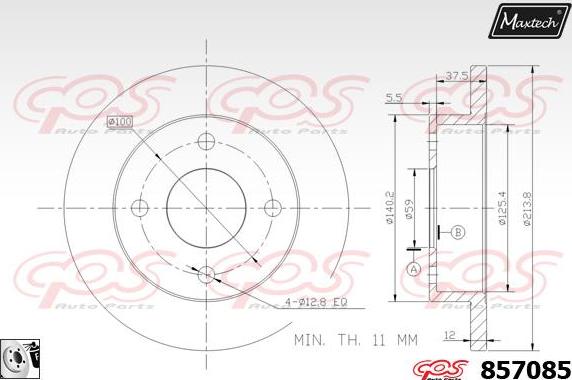 Maxtech 857126 - Гальмівний диск autocars.com.ua