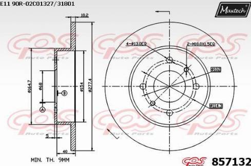 Maxtech 857132.0000 - Гальмівний диск autocars.com.ua