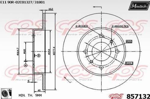 Maxtech 857132.0060 - Гальмівний диск autocars.com.ua