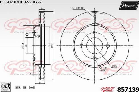 Maxtech 857139.0080 - Гальмівний диск autocars.com.ua