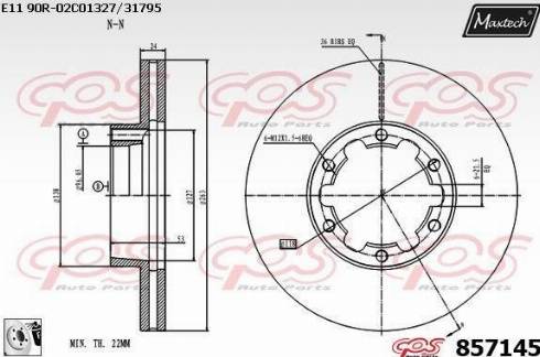 Maxtech 857145.0080 - Гальмівний диск autocars.com.ua