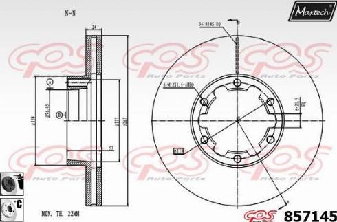 Maxtech 857145.6060 - Гальмівний диск autocars.com.ua