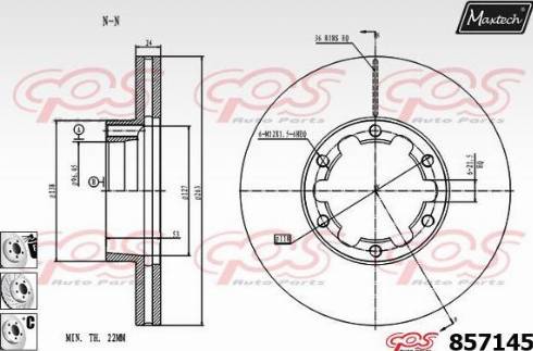 Maxtech 857145.6980 - Гальмівний диск autocars.com.ua