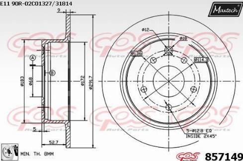 Maxtech 857149.0080 - Гальмівний диск autocars.com.ua