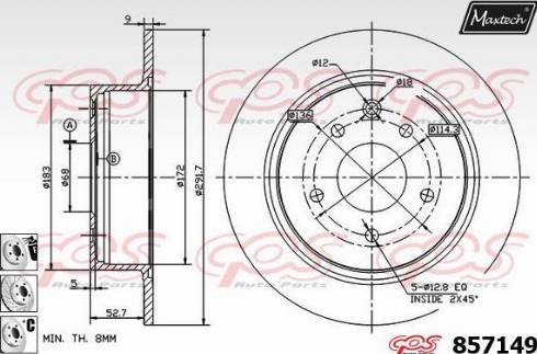 Maxtech 857149.6980 - Гальмівний диск autocars.com.ua