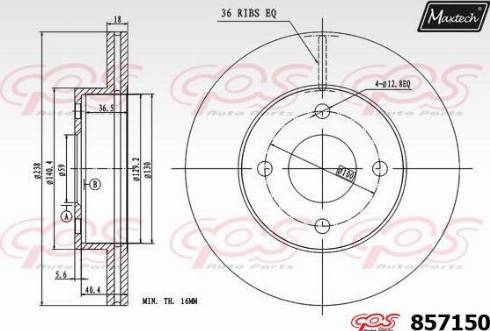 Maxtech 857150.0000 - Гальмівний диск autocars.com.ua