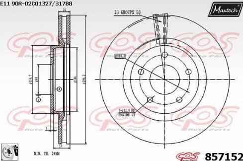 Maxtech 857152.0080 - Гальмівний диск autocars.com.ua