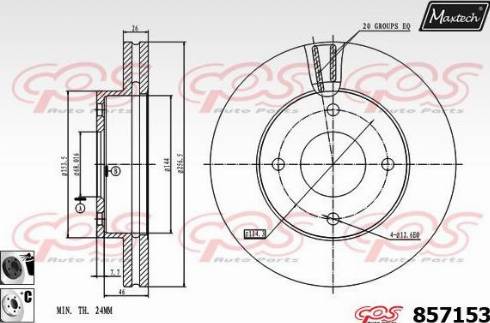 Maxtech 857153.6060 - Гальмівний диск autocars.com.ua