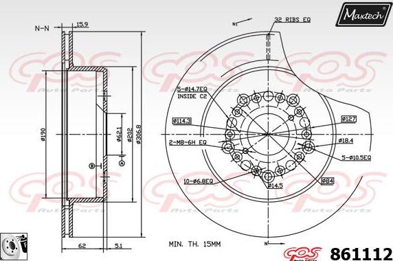 Maxtech 857154 - Гальмівний диск autocars.com.ua