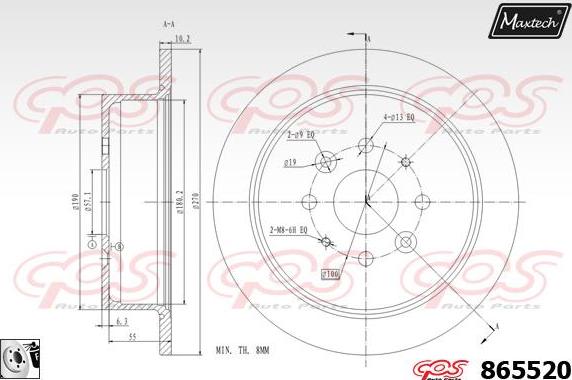 Maxtech 857155 - Гальмівний диск autocars.com.ua