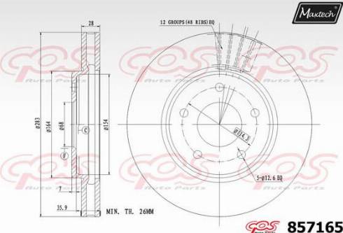 Maxtech 857165.0000 - Гальмівний диск autocars.com.ua