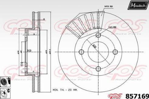 Maxtech 857169.6060 - Гальмівний диск autocars.com.ua