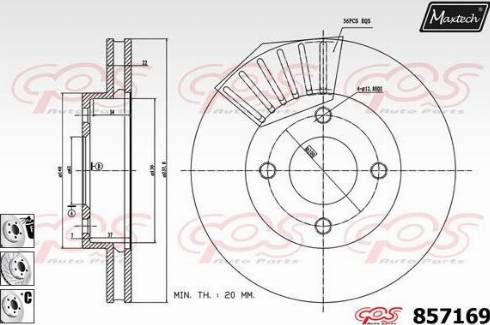 Maxtech 857169.6880 - Гальмівний диск autocars.com.ua