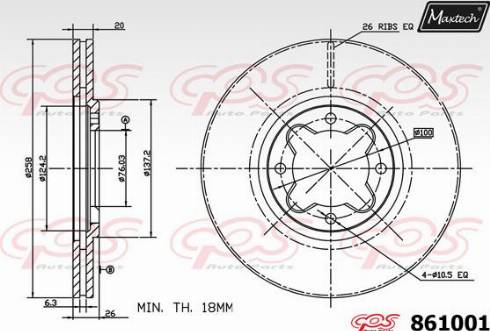 Maxtech 861001.0000 - Гальмівний диск autocars.com.ua