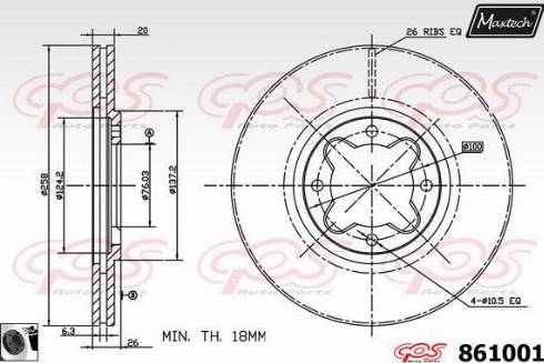 Maxtech 861001.0060 - Гальмівний диск autocars.com.ua